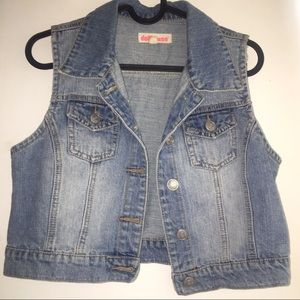 distressed blue denim vest